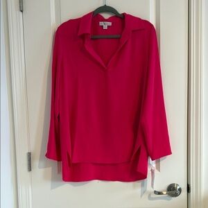 LG Red Relaxed Boxy Polo Blouse